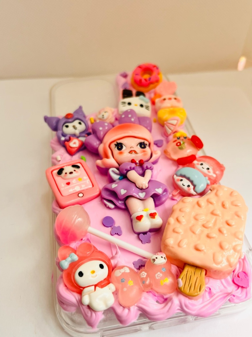 Handmade Cute Kawaii Girl ice cream 🍨 Character Phone Case with Pink Accents - Picture 8 of 10